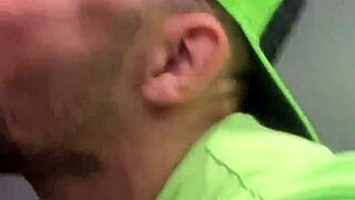 Guys almost get caught in the bathroom with sheer clothing