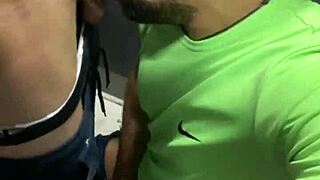 Guys almost get caught in the bathroom with sheer clothing