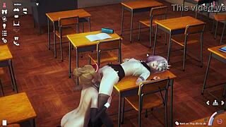 Properly wearing a condom in hentai anime.