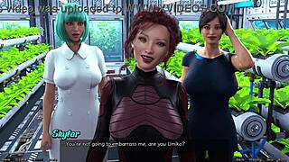 Huge-Titted Step Sisters Seduce Astronaut in Space Game