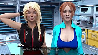 Huge-Titted Step Sisters Seduce Astronaut in Space Game