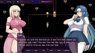 city of secret pt 3 - horny slut exposes herself to class and defeats first boss in hentai gameplay