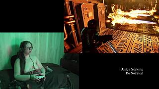 uhh, playin naked Deadspace part 9 with my big natural tits out