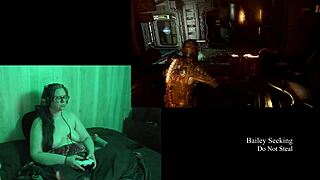 uhh, playin naked Deadspace part 9 with my big natural tits out