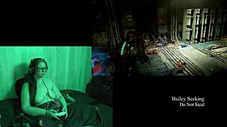 uhh, playin naked Deadspace part 9 with my big natural tits out