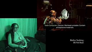 uhh, playin naked Deadspace part 9 with my big natural tits out