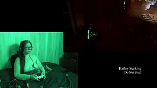 uhh, playin naked Deadspace part 9 with my big natural tits out