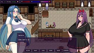city of secret pt 3 - horny slut exposes herself to class and defeats first boss in hentai gameplay