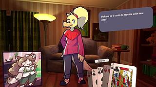 Two Chicks Play Poker in Furry Strip Poker, Ripping Clothes in Hentai Anime Game