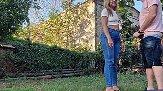 Neighbor gives deepthroat blowjob on my property 😍