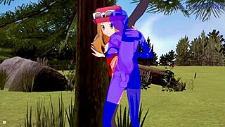 Serena and Bea Saito are having intense sex with the old man in Pokemon hentai