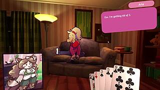 Two Chicks Play Poker in Furry Strip Poker, Ripping Clothes in Hentai Anime Game