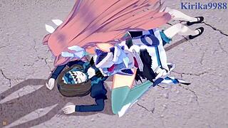 Intense futanari sex with Garie and Maria in Symphogear