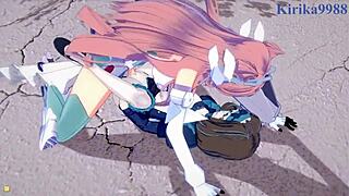 Intense futanari sex with Garie and Maria in Symphogear