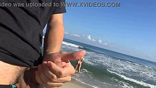 Jerking off on beach while sexy girls join in!