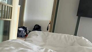 Beautiful stepsis gives a great blowjob and rides me hard in a hotel room