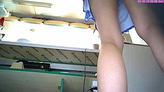 Can You Catch The Sexy Blonde Step Sister's Upskirt At Work?