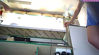 Can You Catch The Sexy Blonde Step Sister's Upskirt At Work?