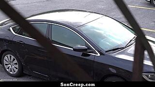 stepson sneaks a rough fuck with daddy in the car during a wild session - soncreep