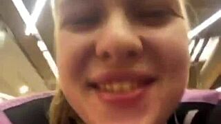 Fucking tight 18-year-old in public with close-up view