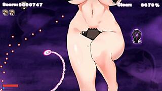 Succubus chan undresses giant waifu in black nun beauty hentai game.