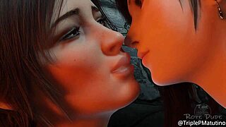 Animated 3D Lesbian Yuri Kissing Scene