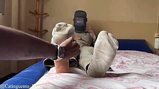 Serving Married Welder's Feet in Hotel Fetish Blowjob