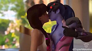 Animated 3D Lesbian Yuri Kissing Scene