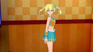 Emo Moegi strips in dressing room anime scene