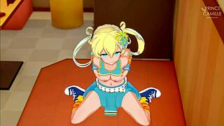 Emo Moegi strips in dressing room anime scene