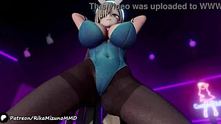 Asuna and Karine in 3D anime Blue Archive perform seductive bunny dance