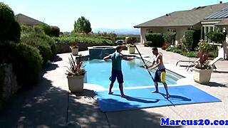 gay bottom jock outdoors with friends