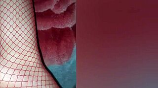 I dressed sexy in red stockings to seduce my roommate.