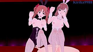 is mikoto misaka and kuroko shirai's bunny girl 3p sex intense?