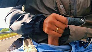 Man, my hotwife jerked off on the road till she came, nearly got caught!