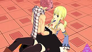 Lucy Natsu in Fairy Tail Hentai Blowjob and Cumshot Scene