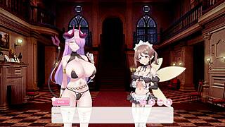 Maid cat girl in hentai anime