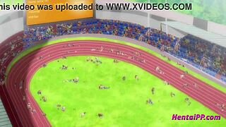 I-I messed up, two hot babes in 3some on sports field.