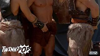 Battle between the gods turns into an orgy with tyler berg malik delgaty felix fox and sir peter sucking monster cocks and rough fucking