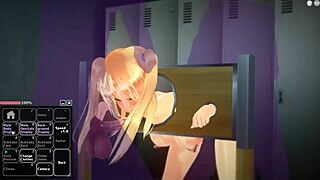 Blonde girl is having a lot of fun in anime adventures