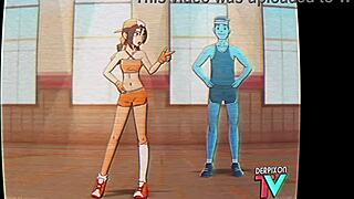 Eri-chan says, Let's do my home workout routine.