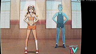 Eri-chan says, Let's do my home workout routine.