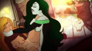 Kim Possible and Shego in a hot cartoon porn scene with a futanari twist