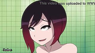 Ruby works out in the showers animation