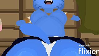 nicole delivers an intense furry blowjob in wild action