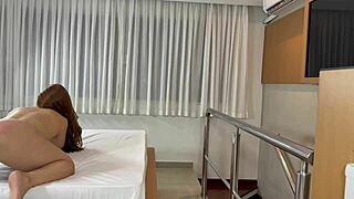 Beautiful beginner model with long hair and natural tits