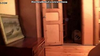 A beautiful woman in stockings has her first anal sex while she also gives a blowjob