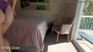 wifey tries on lingerie and panties at home