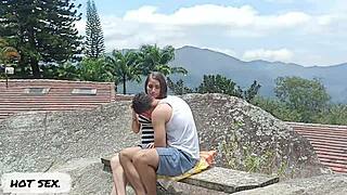 Skinny latina gets pumzied and jizzed on her big tits