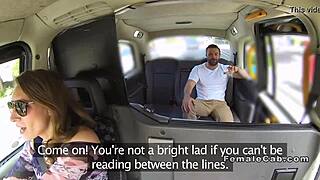 British amateur gets a free ride and a rough fuck in a fake taxi